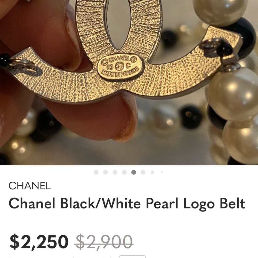 CHANEL Black and White Multi-Strand Pearl Belt with Logo Accent - Picture 8 of 8